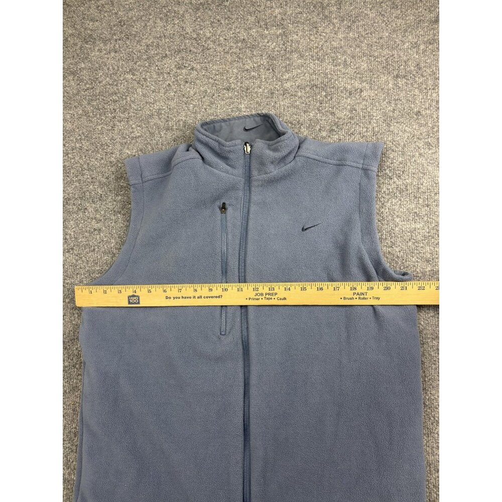 Nike Fleece‎ Vest Mens M Blue Gray Reversible Full Zip Mock Neck Swoosh Logo - Picture 3 of 10